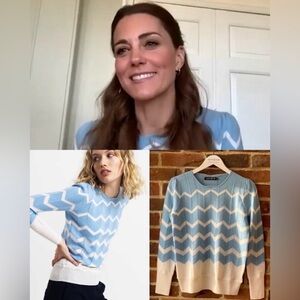 Tabitha Webb 'Jessie' Chevron Sweater in Blue & White- ASO Kate Middleton (Rare)